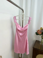 Flowering Girl Women Silvia Pink Satin Mini Dress