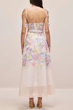 Emily Floral Printed Strap Corset Maxi Dress
