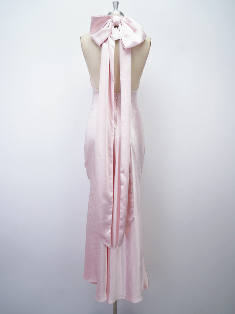 Flowering Girl Women The 'Evianna' Satin Dress In Baby Pink