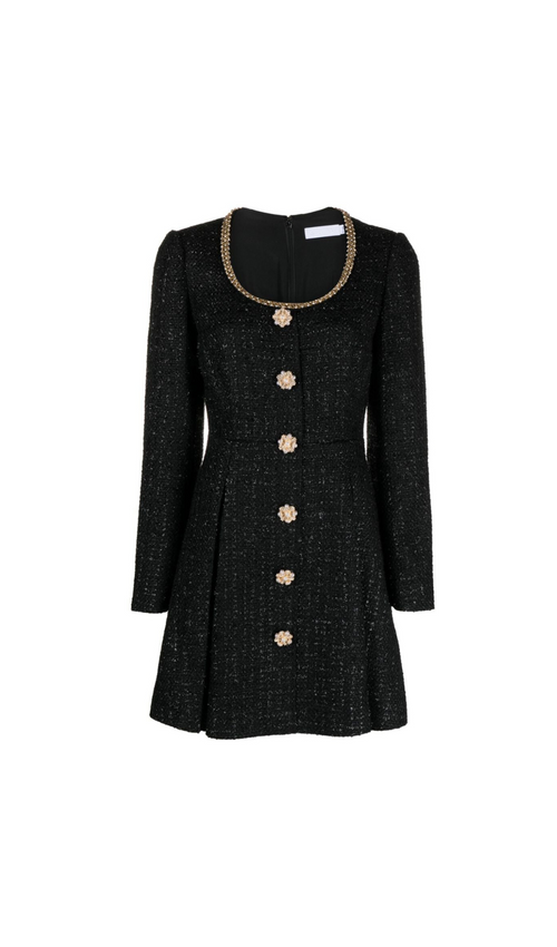 Flowering Girl Women BLACK BOUCLE MINI DRESS