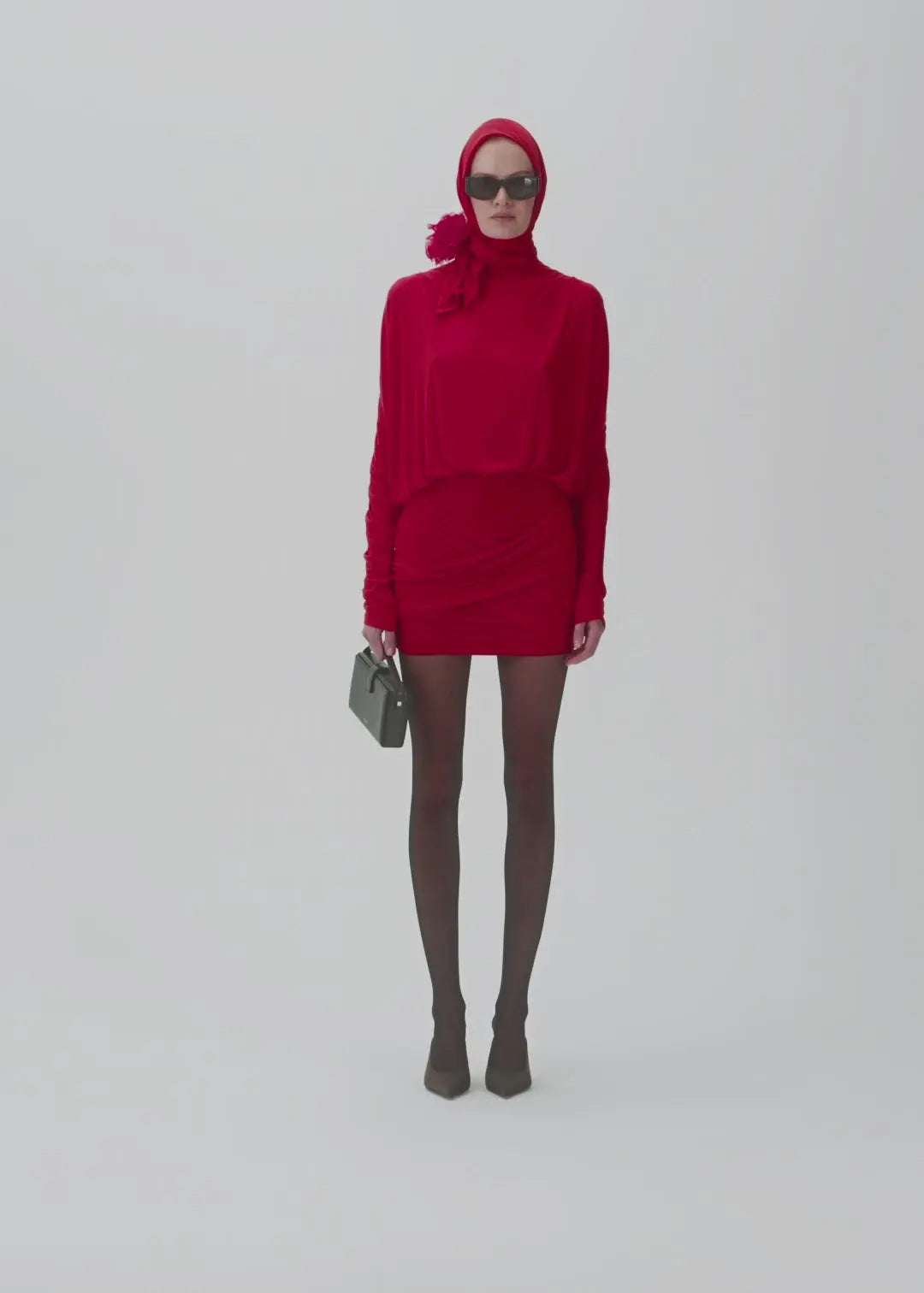 Flowering Girl Women Long-sleeve jersey mini dress in red