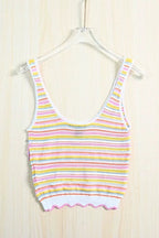 Flowering Girl Women Rainbow Striped Knit Tank Top