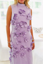 Flowering Girl Women Annona Purple Flower Embellished Maxi Dress