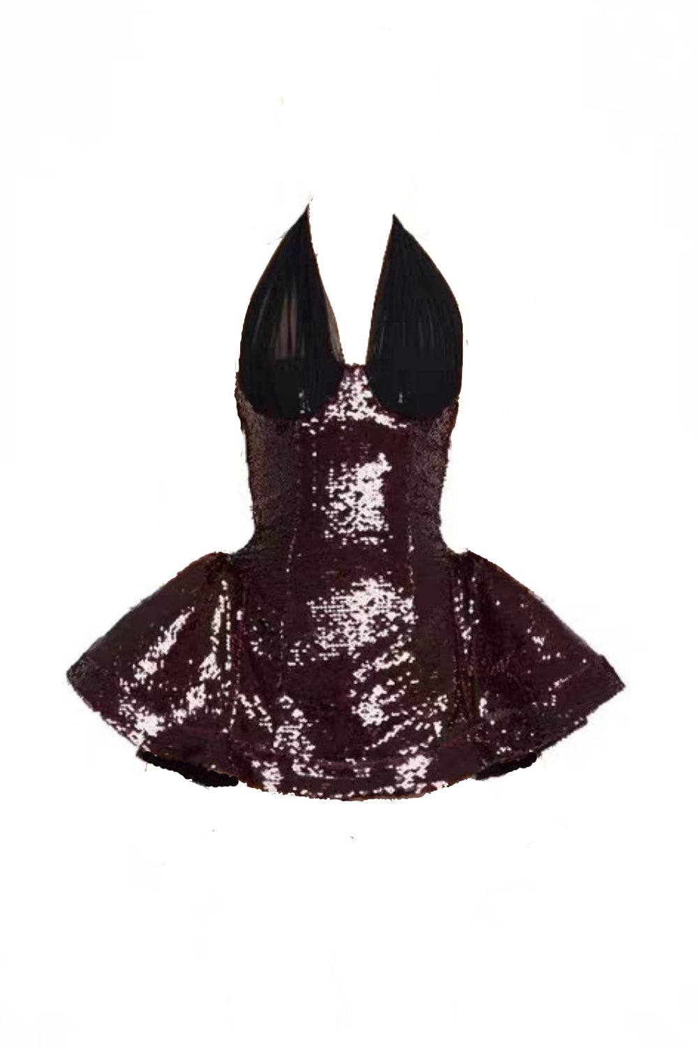 giselle sequin halter mini dress in merlot