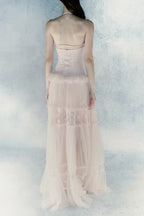 Hermosa Lace Splicing Layer Maxi Dress In Pink