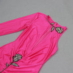 Flowering Girl Women Crystal Flower Cutout Ruched Dress