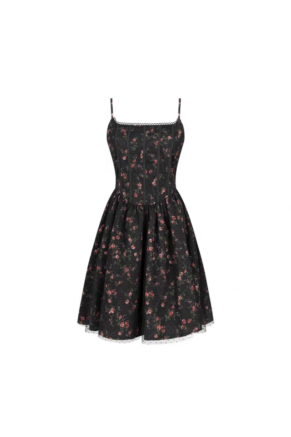 Jubin Mesh printed fishbone mini dress in black