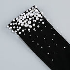 Flowering Girl Women embroidered with white pearls maxi dress in black