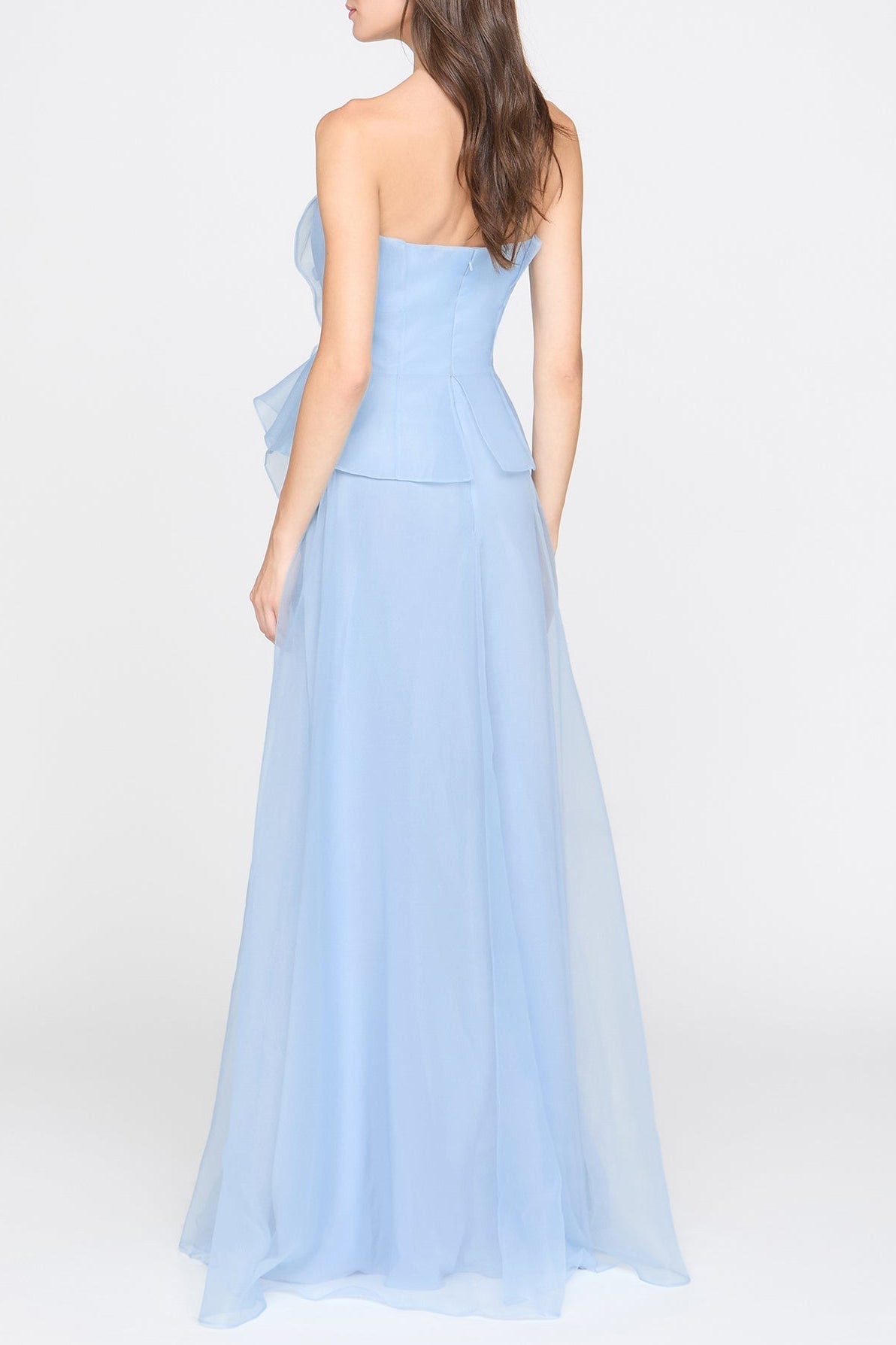 mandy off-shoulder flower ruffle maxi dress - blue