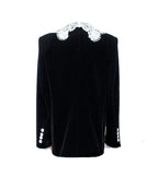 Flowering Girl Women lace-neck velvet blazer in black