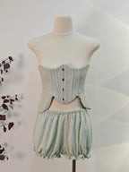 Baha Ruch Ruffle Fringe Mini Dress In Mint Green