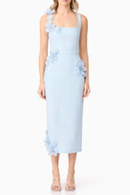 Flowering Girl Women Sabrina 3d Flower Midi Dress In Blue