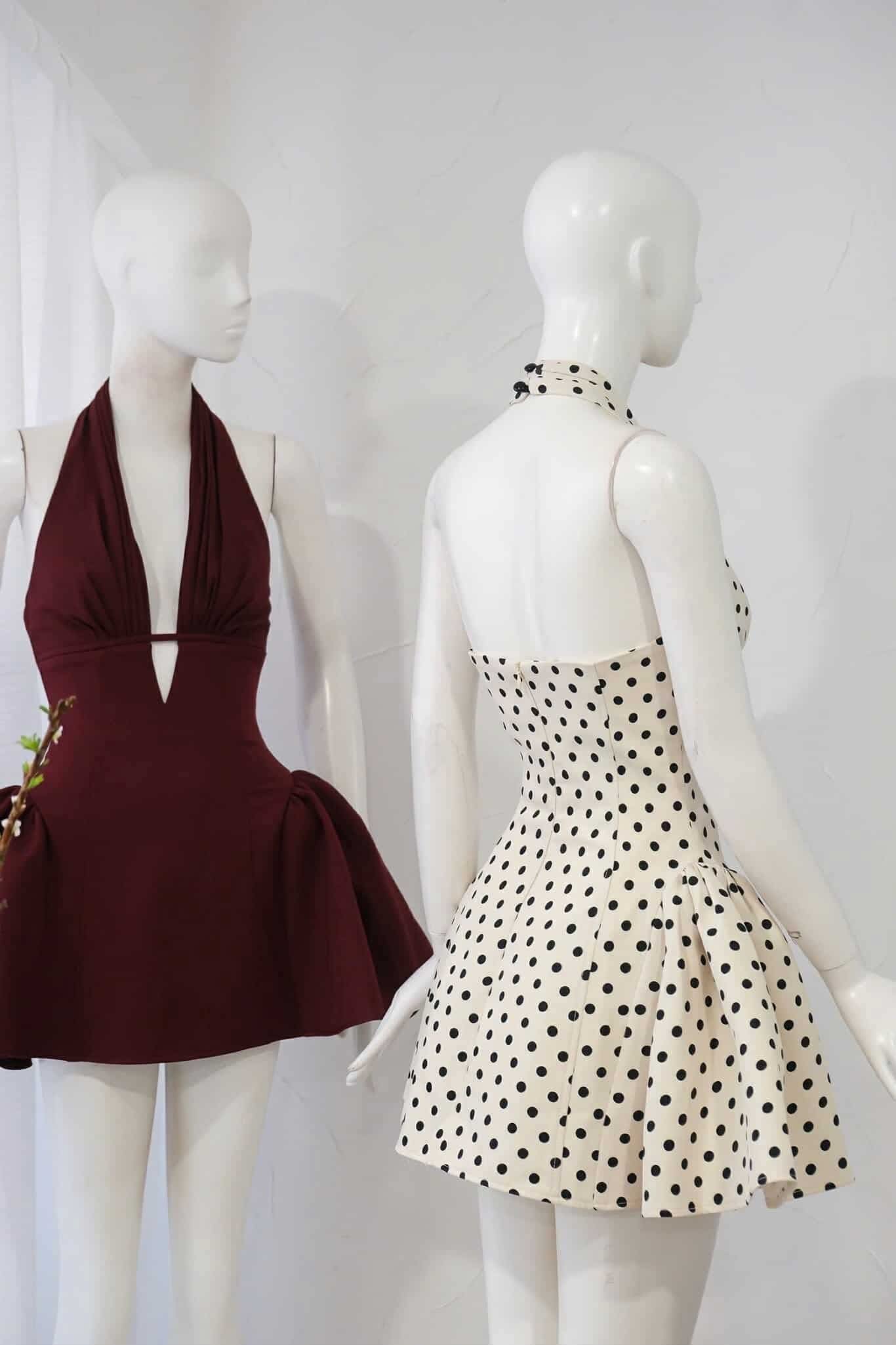 Flowering Girl Women Tiffany Plunge Dot Mini Dress
