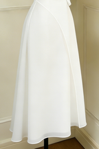 Strapless Layered Organza Midi Dress In White