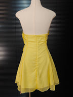 Flowering Girl Women Cut-Out Pleated Off-Shoulder Mini Dress In Yellow