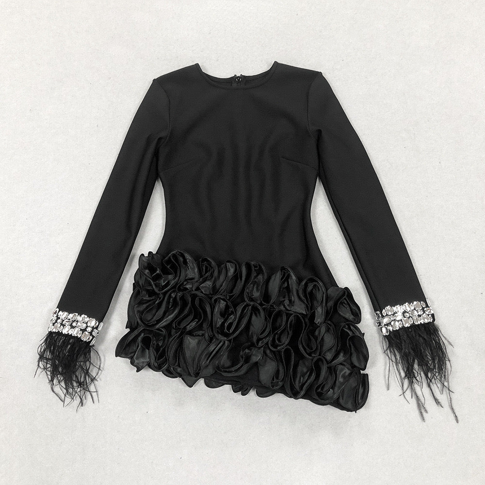 Flowering Girl Women Aruba Rhinestone Feather Mini Bandage Dress