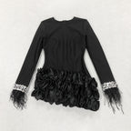 Flowering Girl Women Aruba Rhinestone Feather Mini Bandage Dress