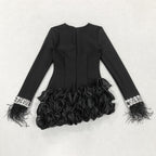 Flowering Girl Women Aruba Rhinestone Feather Mini Bandage Dress