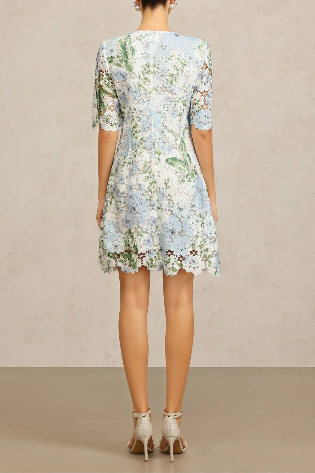 Flowering Girl Women Hazel Floral Printed Lace Mini Dress In Sky Blue