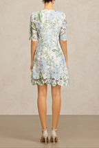 Flowering Girl Women Hazel Floral Printed Lace Mini Dress In Sky Blue