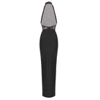 Flowering Girl Women carol black halter maxi dress with lace bodice