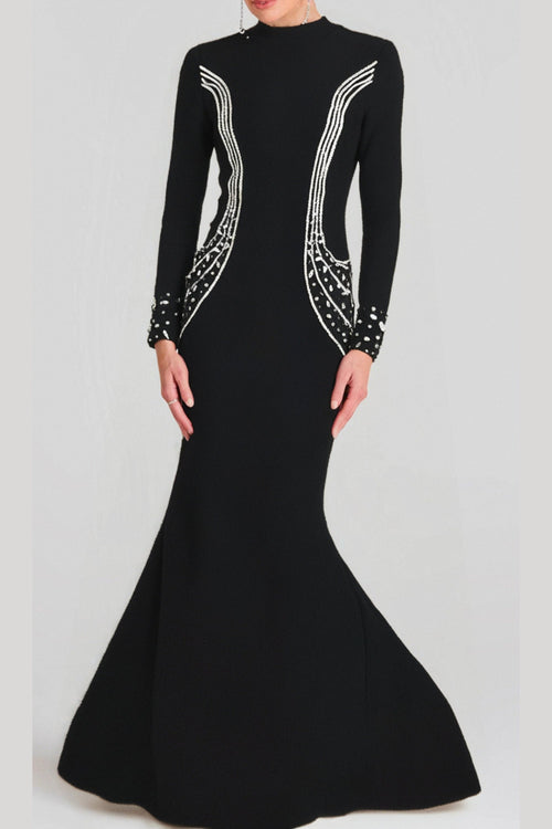 Flowering Girl Women Ashley Crystal Embellished Bodycon Maxi Dress In Black