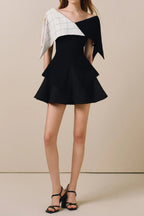 Two-Tone Top Wide-Leg Shorts Two Piece Set