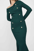 Flowering Girl Women Mermaid Long Sleeve Maxi Dress In Green