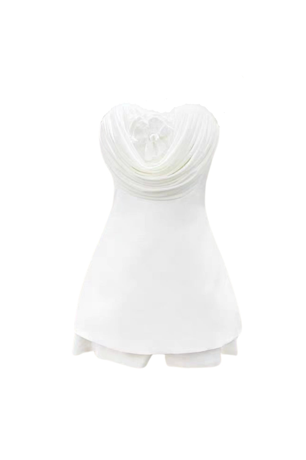 verna flower embellished strapless mini dress in white