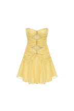 Flowering Girl Women Cut-Out Pleated Off-Shoulder Mini Dress In Yellow