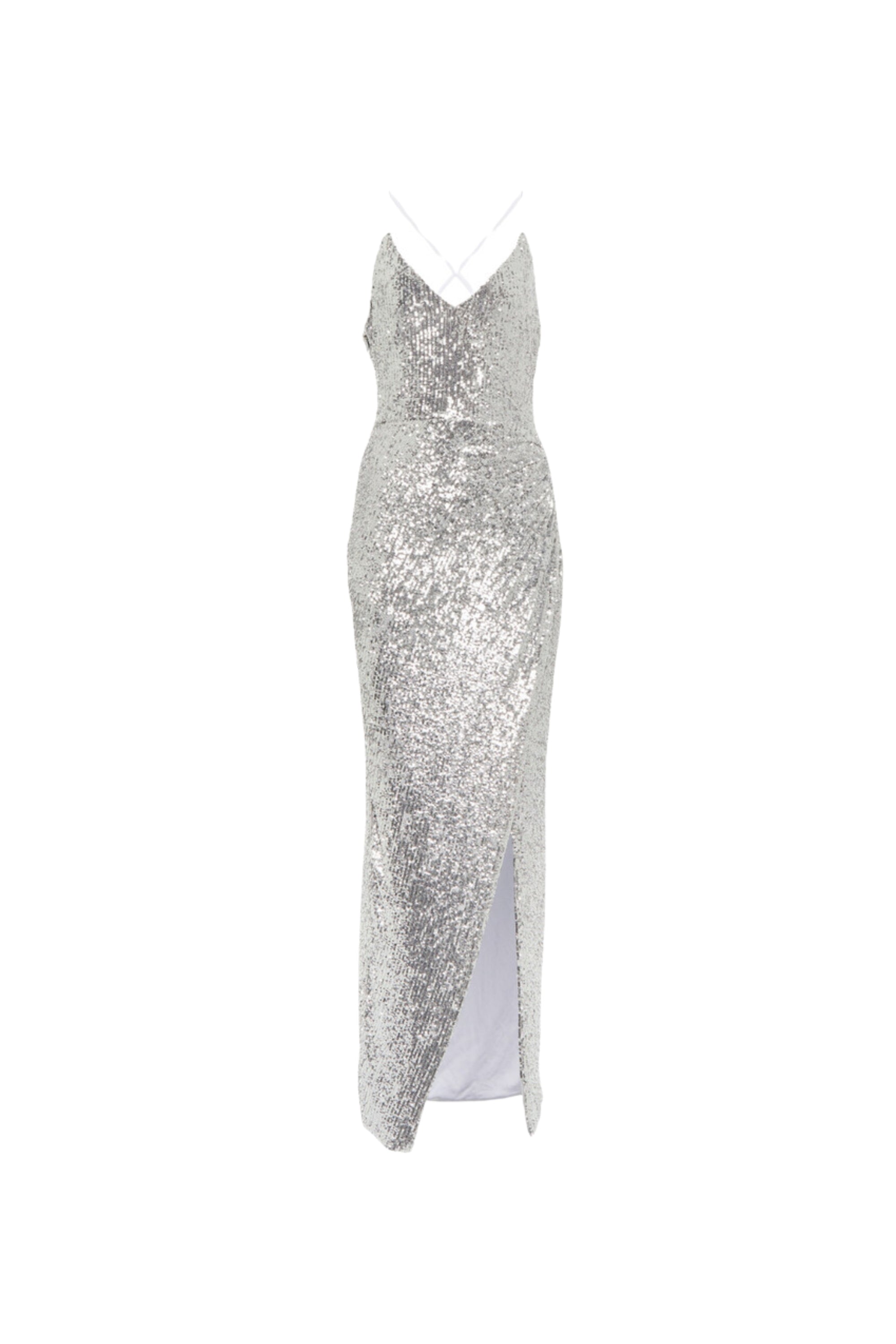 Flowering Girl Women Tammy Sequined Maxi Dress In Sliver
