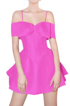 Flowering Girl Women Bow Strappy Mini Dress In Pink