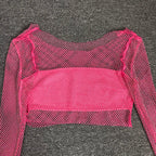 Flowering Girl Women LONG SLEEVE MESH BLOUSE SKIRT SUIT