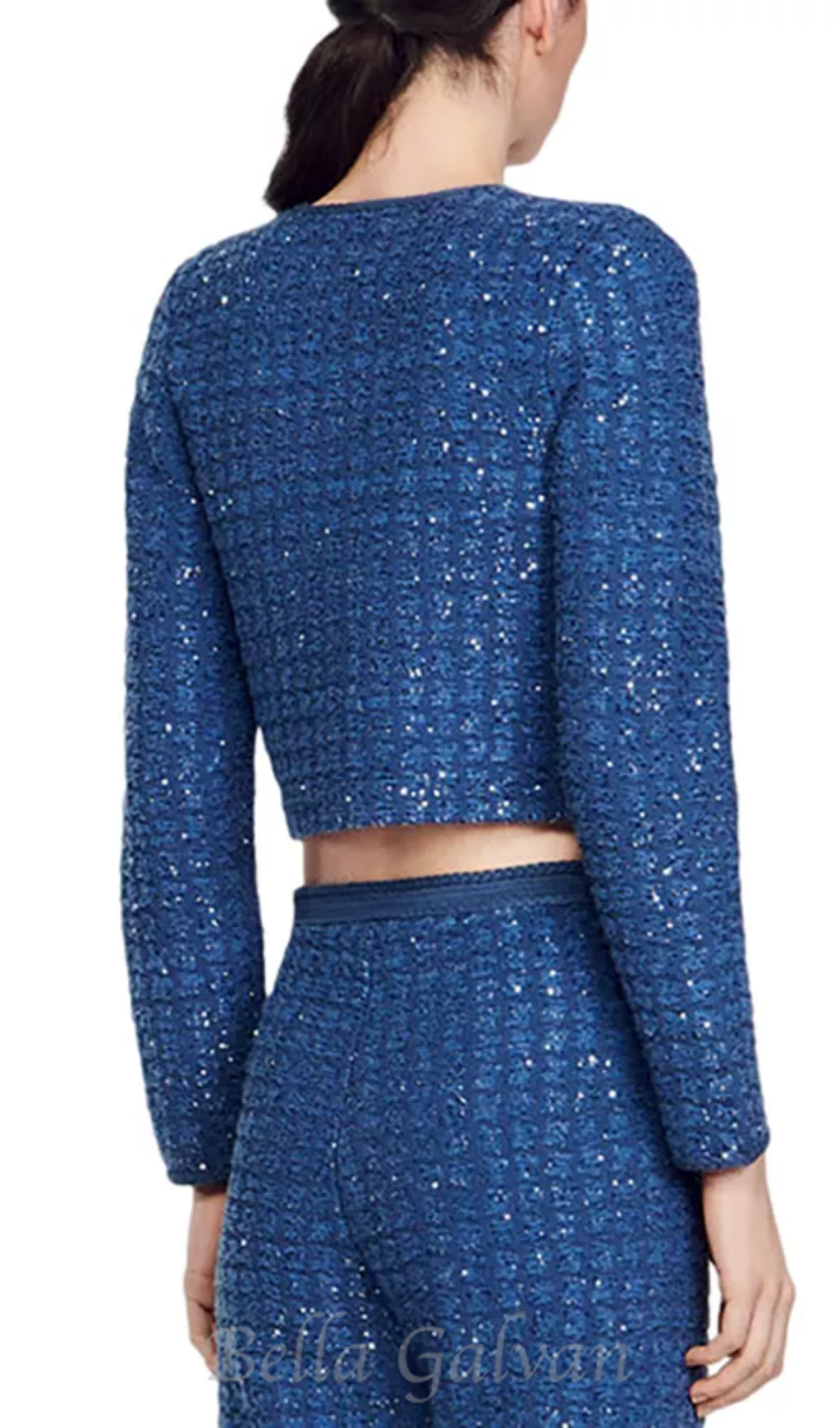 Flowering Girl Women Palm Cropped Blazer in blue