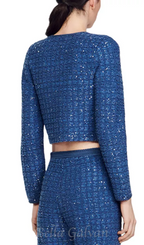 Flowering Girl Women Palm Cropped Blazer in blue