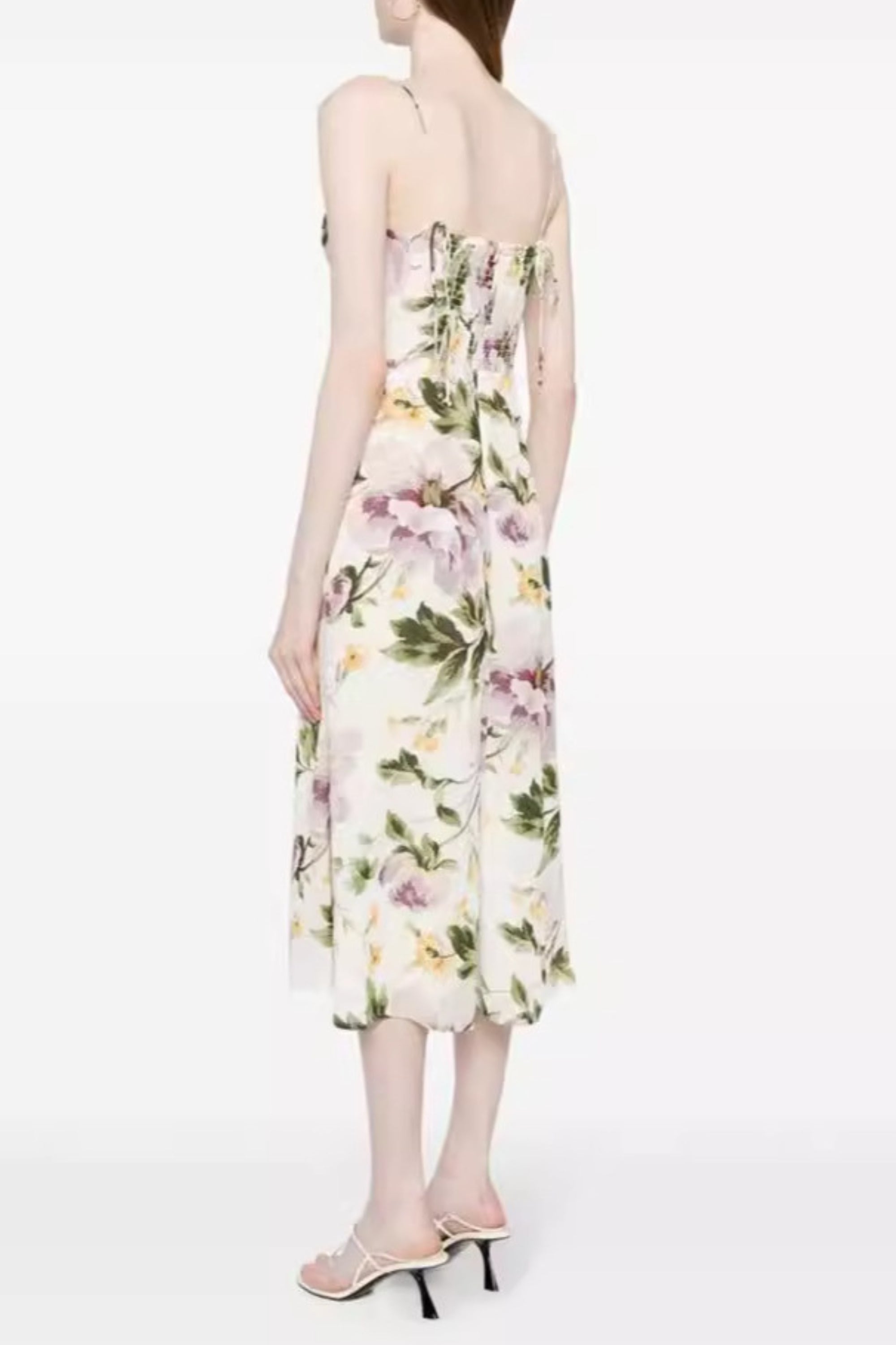 Flowering Girl Women Stain Floral Strappy Midi Dress