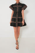 Flowering Girl Women Wavy Ruched Trim Mini Dress In Black