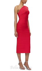 Flowering Girl Women Abigail one-shoulder bandage midi Dress in rio red