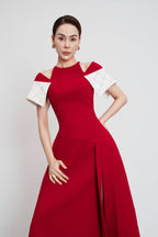 Flowering Girl Women Tiffany Two-Tone Slit Midi Dress