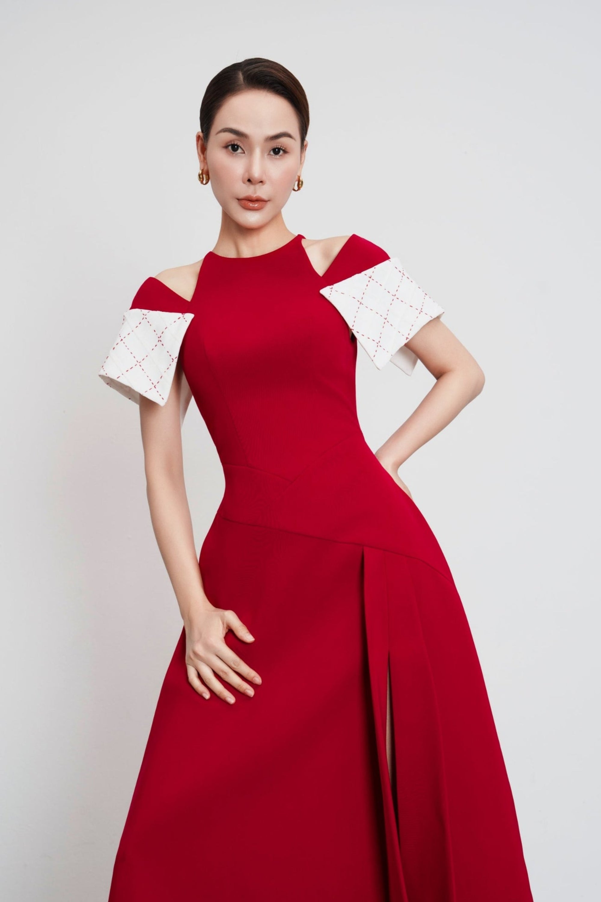 Flowering Girl Women Tiffany Two-Tone Slit Midi Dress