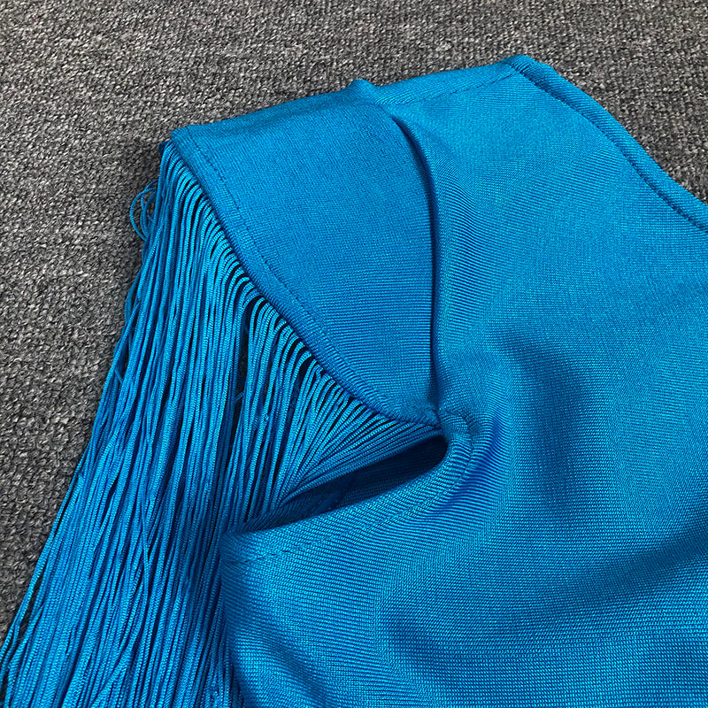 Flowering Girl Women ASYMMETRIC TASSEL BANDAGE DRESS