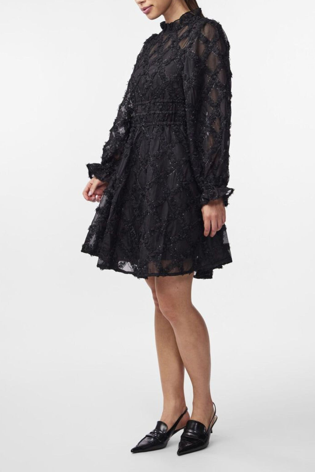 Flowering Girl Women Lace Mini Dress In Black