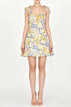 Multicolor Floral Tie-Strap Bustier Mini Dress