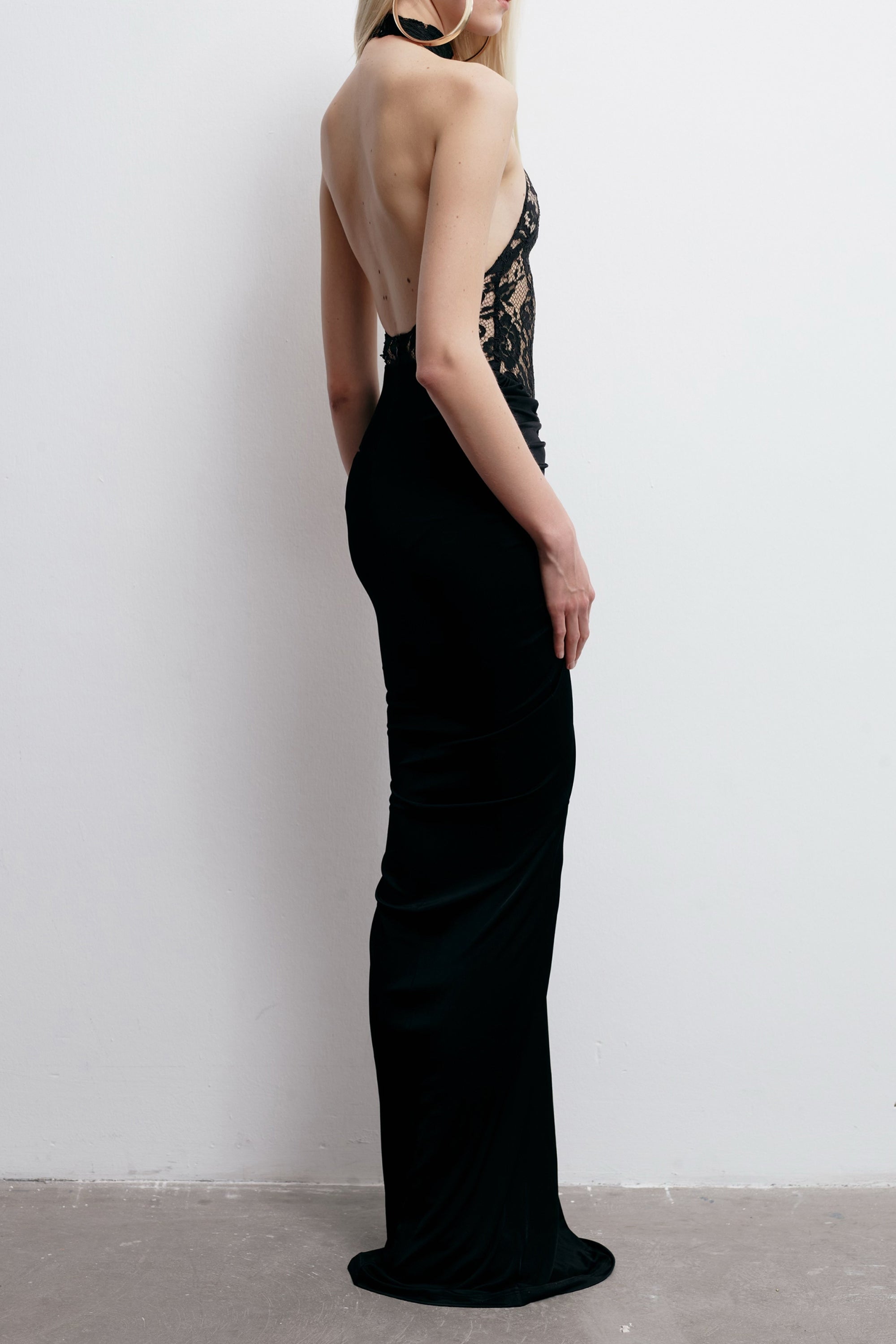 Flowering Girl Women Floral Halter Maxi Dress In Black