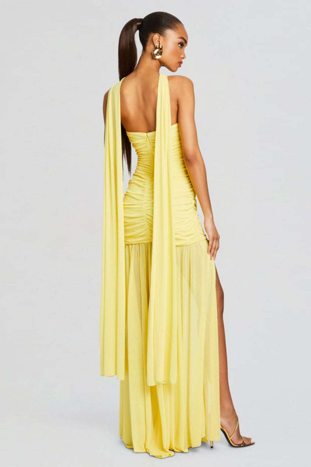 Flowering Girl Women Sleeveless Drape Maxi Dresses In Yellow