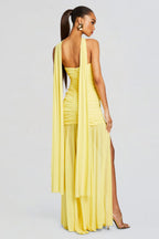 Flowering Girl Women Sleeveless Drape Maxi Dresses In Yellow