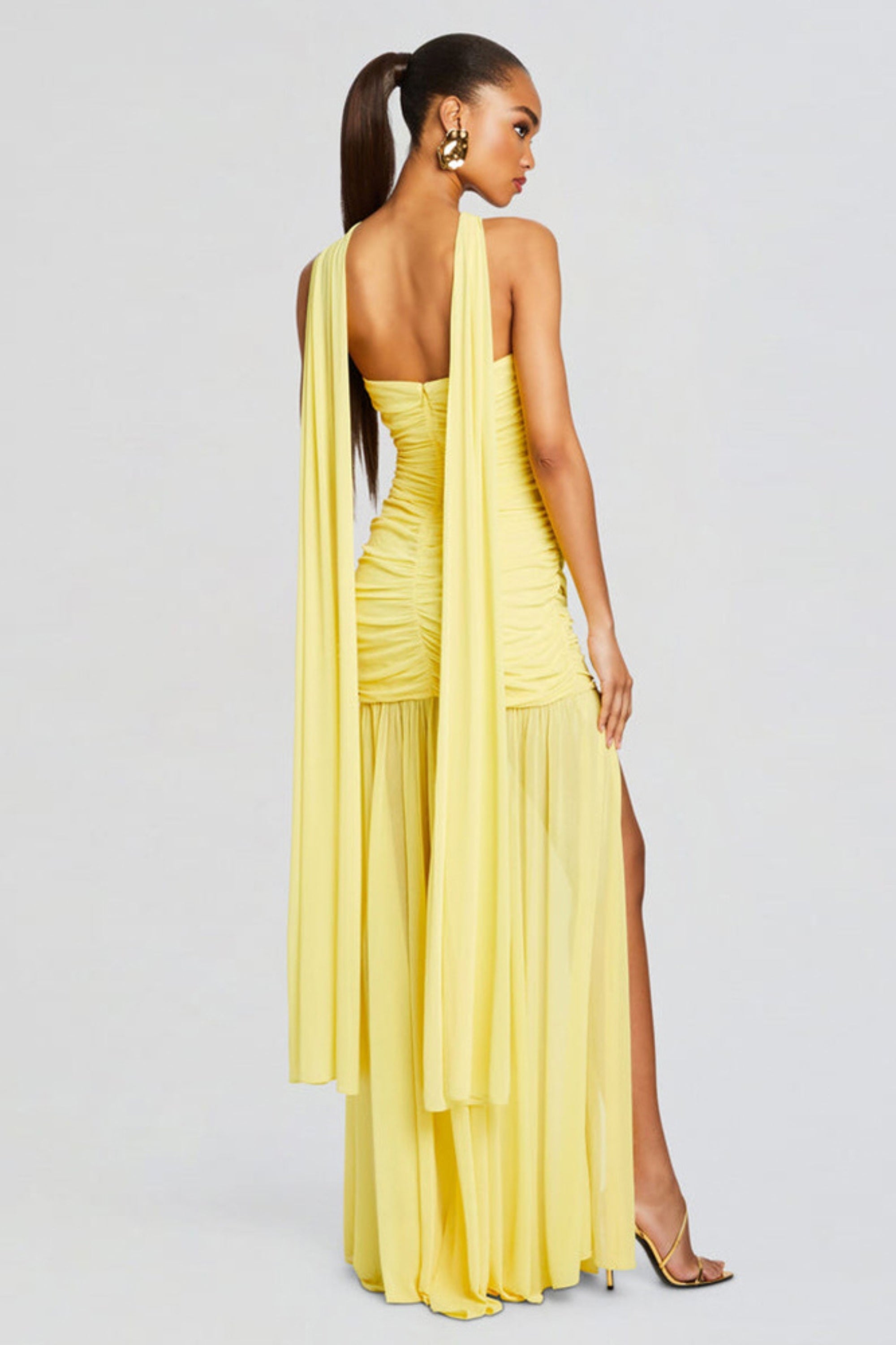 Flowering Girl Women Sleeveless Drape Maxi Dresses In Yellow