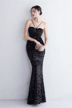 Flowering Girl Women Marian Black Cutout Sequins Halter Maxi Dress