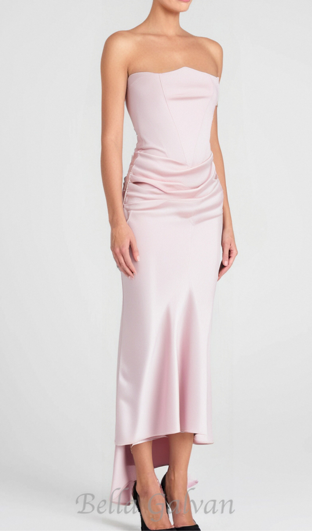 Flowering Girl Women strapless satin corset maxi dress in pink