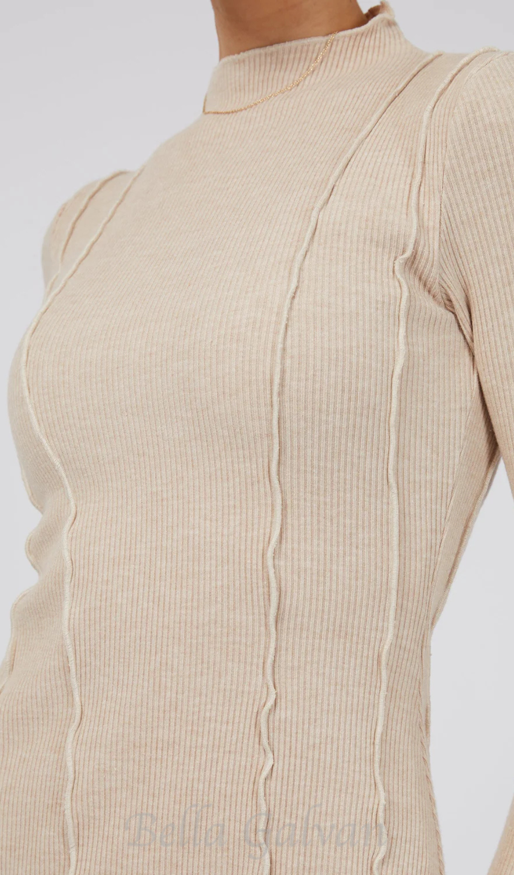 Flowering Girl Women stripe-embellished knit Mini Dress in Natural
